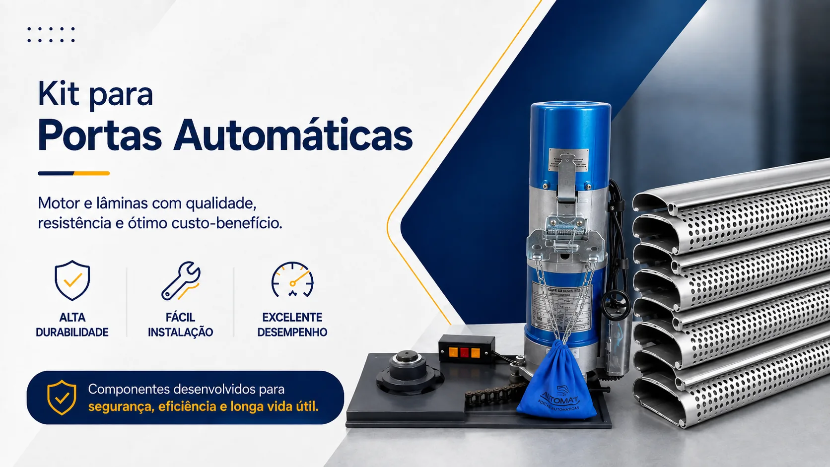 Kit para Portas Automáticas - Motor e lâminas de qualidade